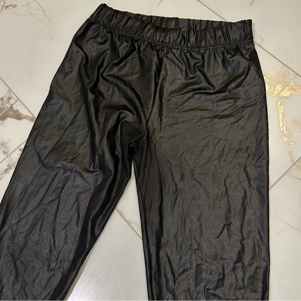 Kardashian Kollection Womens Black Shiny Stretch Leggings - Picture 3 of 9